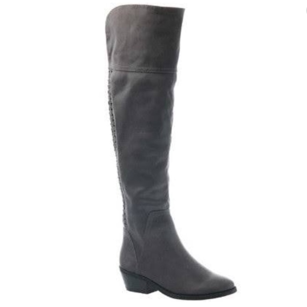 Over The Knee Dark Grey Suede Boot